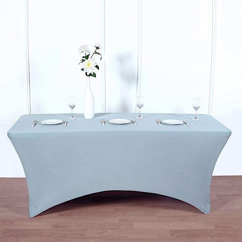 6 ft Fitted Spandex Tablecloth 72" x 30" x 30" - Dusty Blue TAB_REC_SPX6FT_086