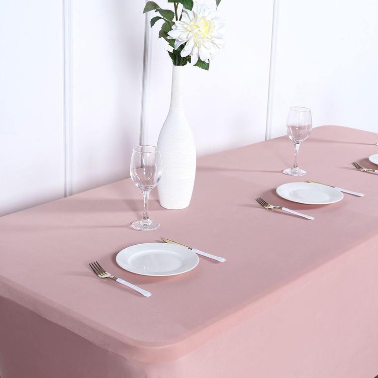 6 ft Fitted Spandex Tablecloth 72" x 30" x 30" - Dusty Rose TAB_REC_SPX6FT_080