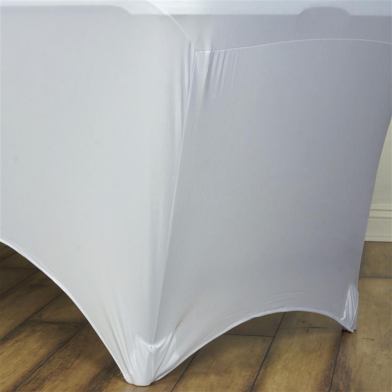 6 ft Fitted Spandex Tablecloth 72" x 30" x 30" - Ivory TAB_REC_SPX6FT_IVR