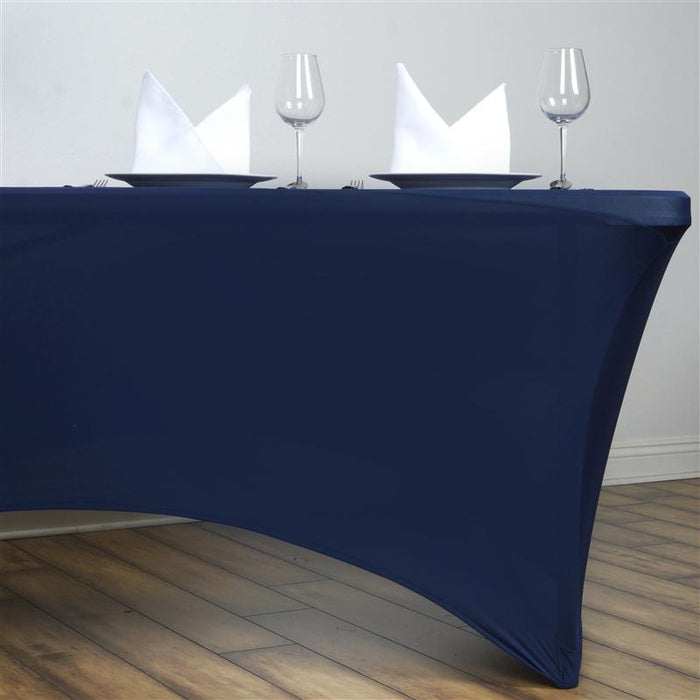 6 ft Fitted Spandex Tablecloth 72" x 30" x 30" - Navy Blue TAB_REC_SPX6FT_NAVY