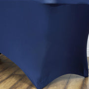 6 ft Fitted Spandex Tablecloth 72" x 30" x 30" - Navy Blue TAB_REC_SPX6FT_NAVY