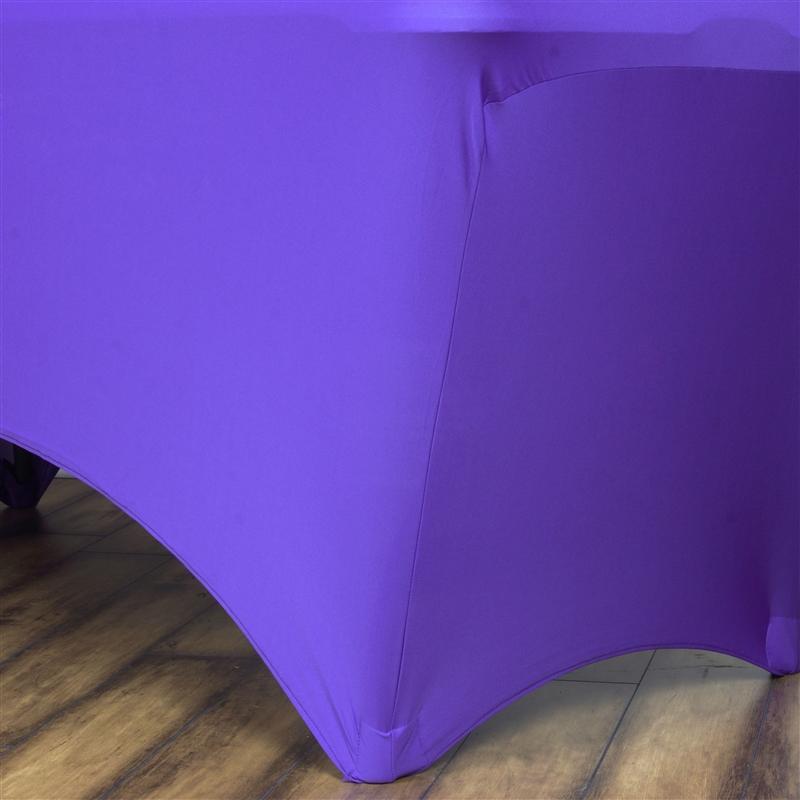 6 ft Fitted Spandex Tablecloth 72" x 30" x 30" - Purple TAB_REC_SPX6FT_PURP