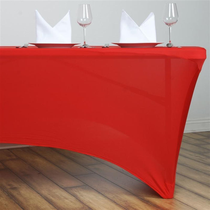 6 ft Fitted Spandex Tablecloth 72" x 30" x 30" - Red TAB_REC_SPX6FT_RED