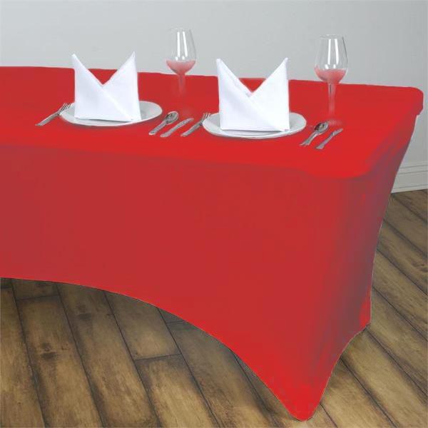 6 ft Fitted Spandex Tablecloth 72" x 30" x 30" - Red TAB_REC_SPX6FT_RED