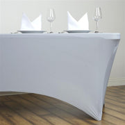 6 ft Fitted Spandex Tablecloth 72" x 30" x 30" - Silver Light Gray TAB_REC_SPX6FT_SILV