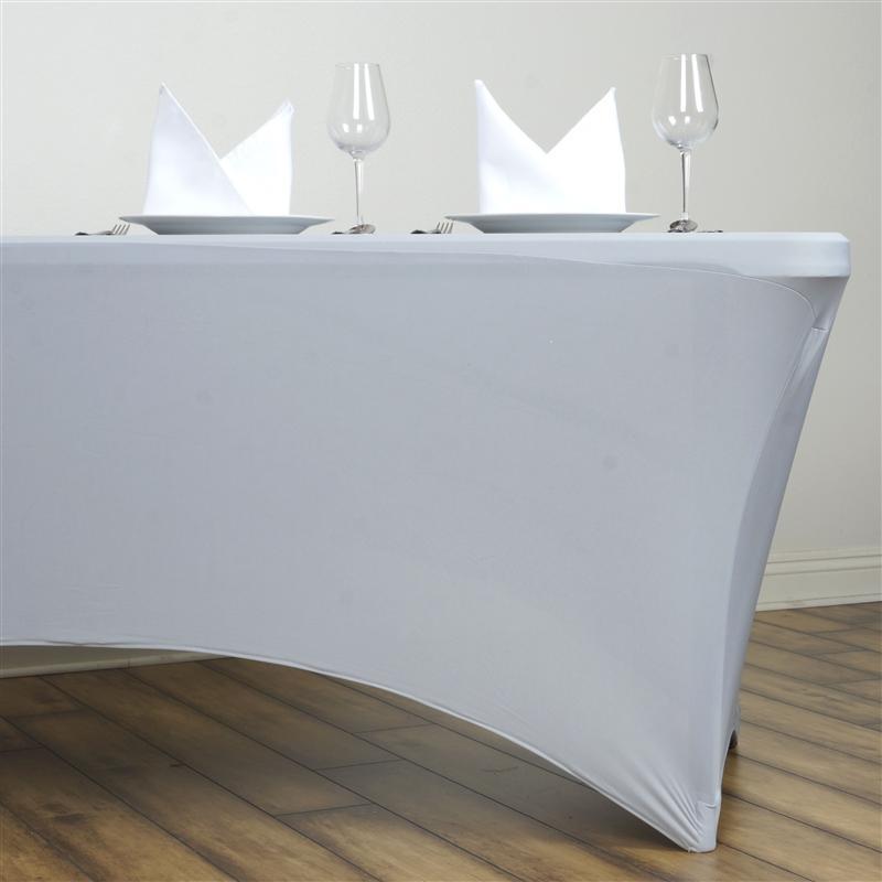 6 ft Fitted Spandex Tablecloth 72" x 30" x 30" - Silver Light Gray TAB_REC_SPX6FT_SILV