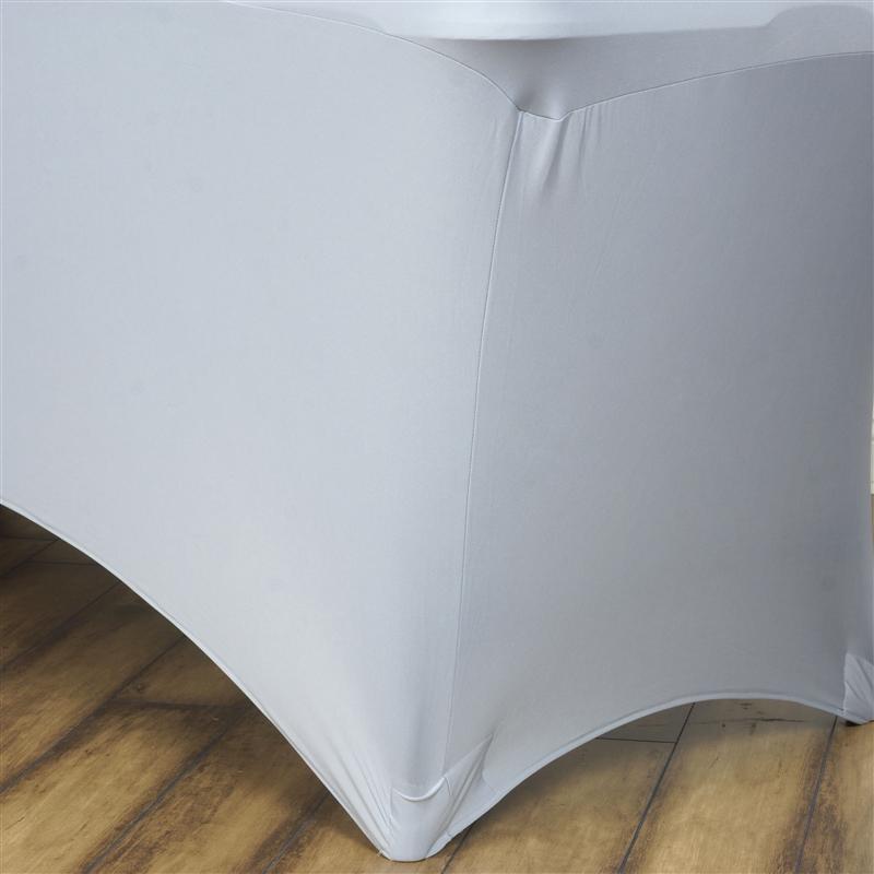 6 ft Fitted Spandex Tablecloth 72" x 30" x 30" - Silver Light Gray TAB_REC_SPX6FT_SILV