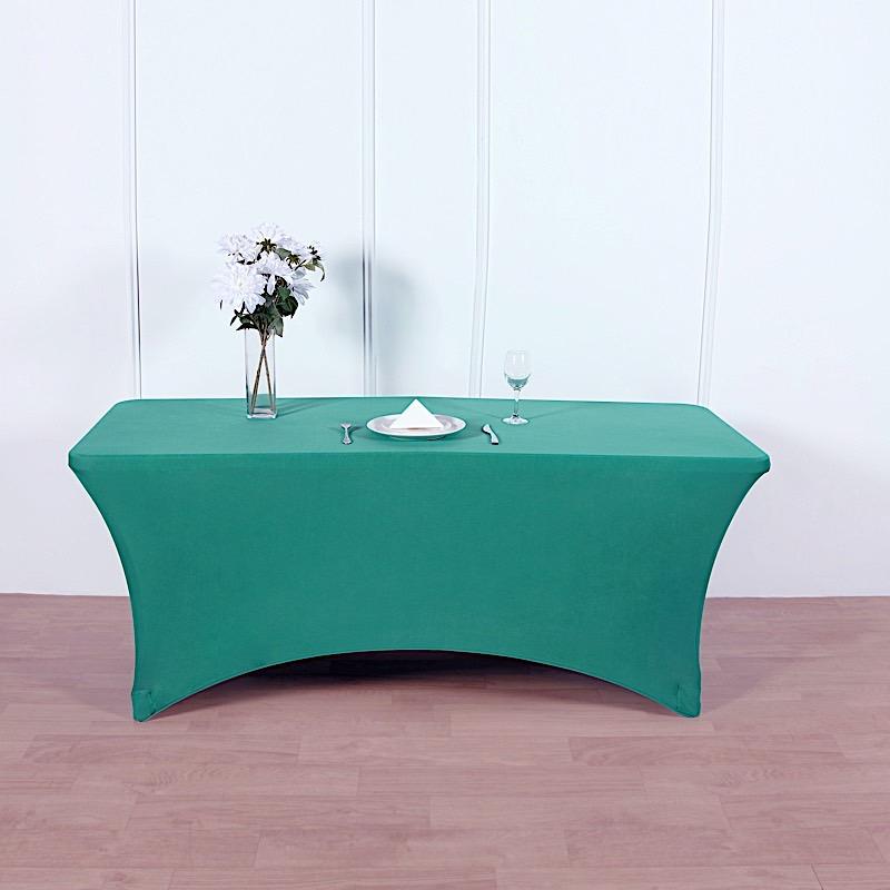 6 ft Fitted Spandex Tablecloth 72" x 30" x 30" - Teal TAB_REC_SPX6FT_TEAL