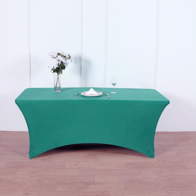 6 ft Fitted Spandex Tablecloth 72" x 30" x 30" - Teal TAB_REC_SPX6FT_TEAL