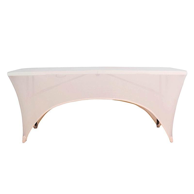 6 ft Fitted Spandex Rectangular Table Top Cover - Blush TAB_REC_SPX6FT_046
