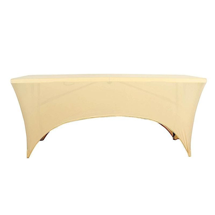 6 ft Fitted Spandex Rectangular Table Top Cover - Champagne TAB_REC_SPX6FT_CHMP