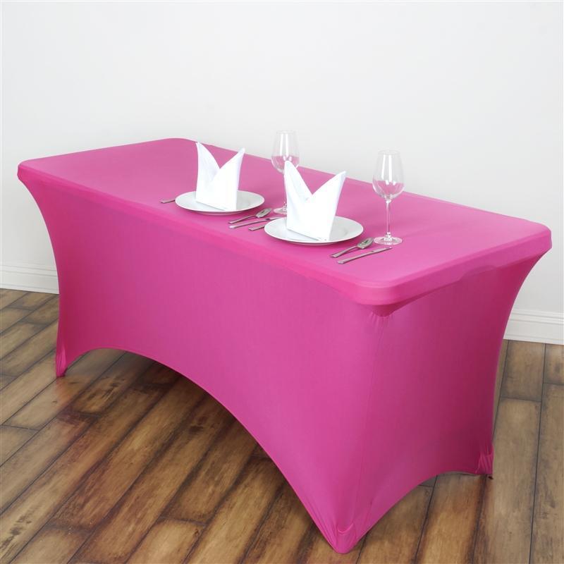6 ft Fitted Spandex Tablecloth 72" x 30" x 30" - Fuchsia TAB_REC_SPX6FT_FUSH
