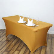 6 ft Fitted Spandex Tablecloth 72" x 30" x 30" - Gold TAB_REC_SPX6FT_GOLD