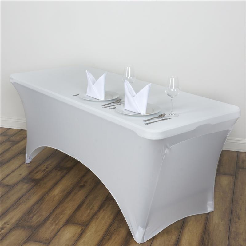 6 ft Fitted Spandex Tablecloth 72" x 30" x 30" - Ivory TAB_REC_SPX6FT_IVR