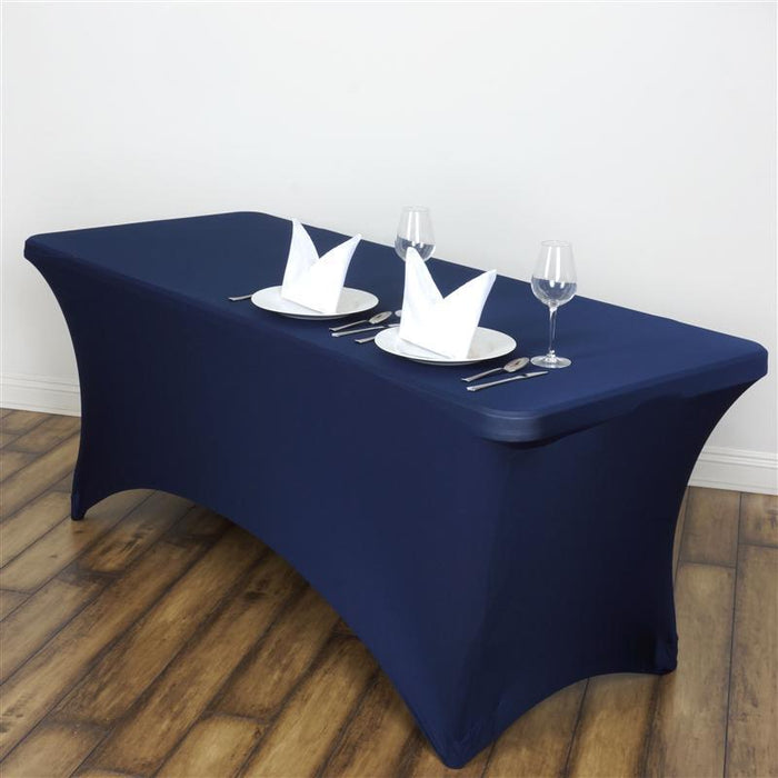 6 ft Fitted Spandex Tablecloth 72" x 30" x 30" - Navy Blue TAB_REC_SPX6FT_NAVY