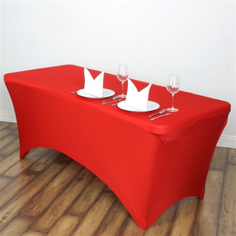 6 ft Fitted Spandex Tablecloth 72" x 30" x 30" - Red TAB_REC_SPX6FT_RED