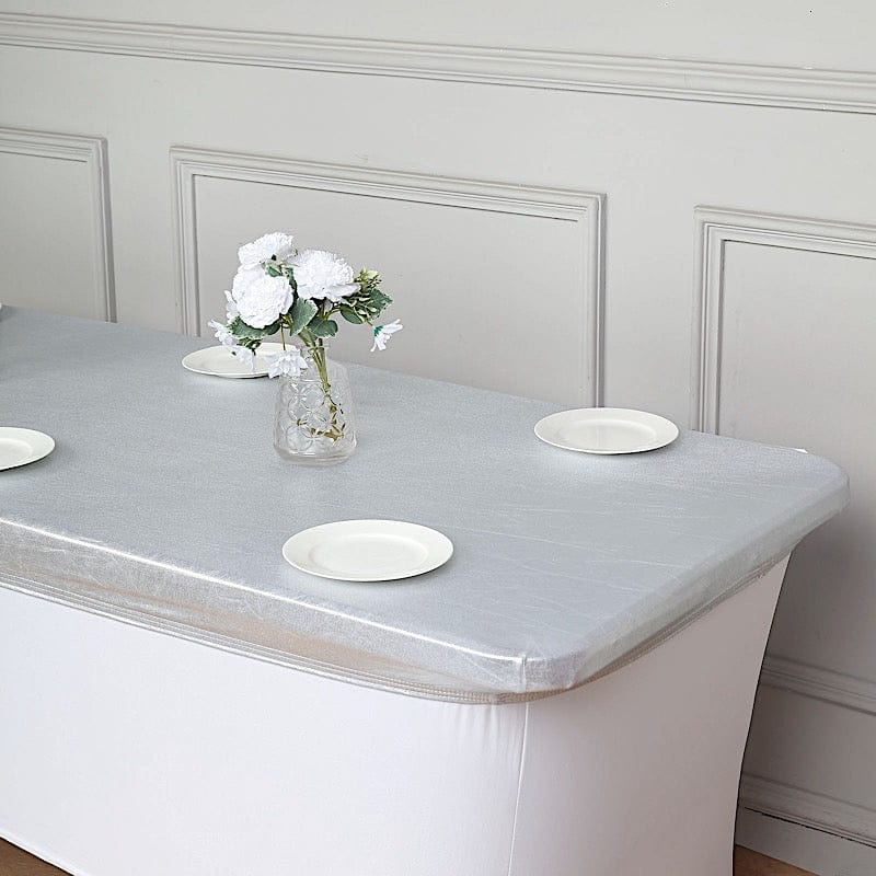 6 ft Fitted Spandex Tablecloth Metallic Table Top Cover