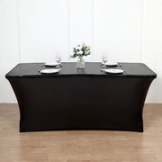 6 ft Fitted Spandex Tablecloth Metallic Table Cover - Black TAB_REC_SPX6FT_22_BLK