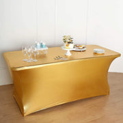 6 ft Fitted Spandex Tablecloth Metallic Table Cover - Gold TAB_REC_SPX6FT_22_GOLD