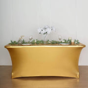 6 ft Fitted Spandex Tablecloth Metallic Table Cover - Gold TAB_REC_SPX6FT_22_GOLD