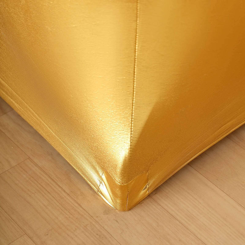 6 ft Fitted Spandex Tablecloth Metallic Table Cover - Gold TAB_REC_SPX6FT_22_GOLD