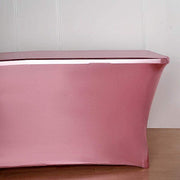 6 ft Fitted Spandex Tablecloth Metallic Table Cover - Rose Gold TAB_REC_SPX6FT_22_054