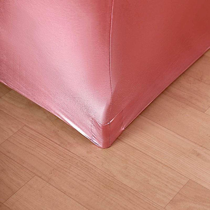 6 ft Fitted Spandex Tablecloth Metallic Table Cover - Rose Gold TAB_REC_SPX6FT_22_054