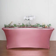 6 ft Fitted Spandex Tablecloth Metallic Table Cover - Rose Gold TAB_REC_SPX6FT_22_054