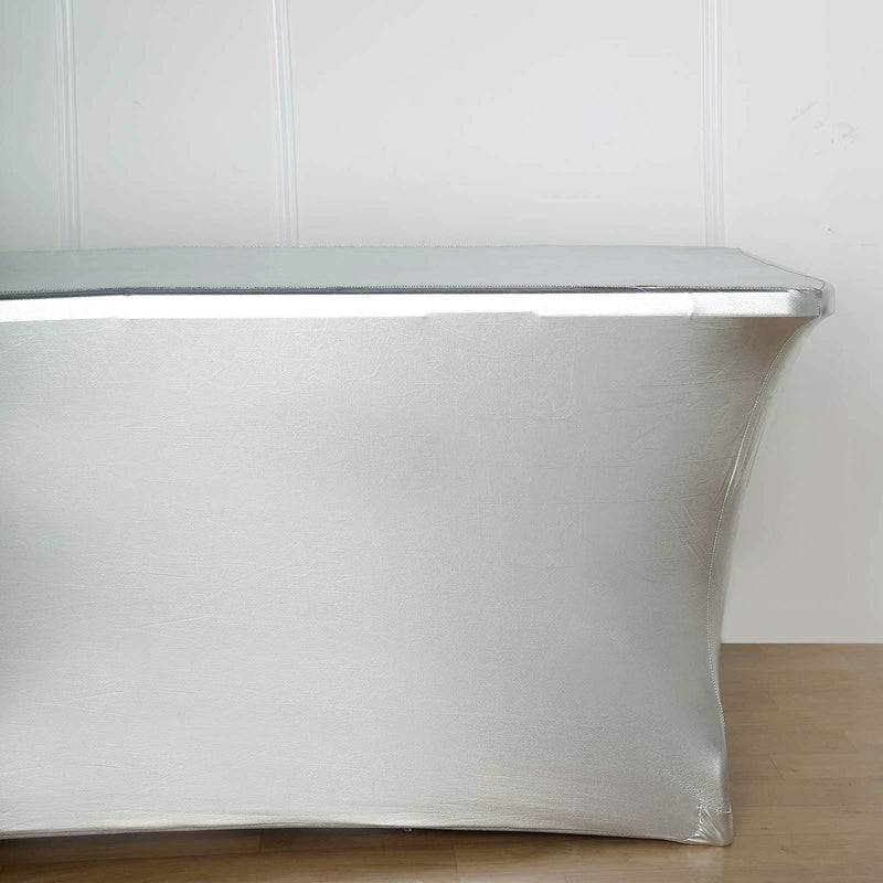 6 ft Fitted Spandex Tablecloth Metallic Table Cover