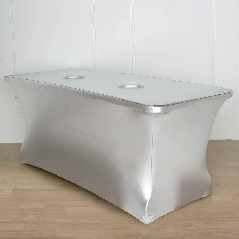 6 ft Fitted Spandex Tablecloth Metallic Table Cover