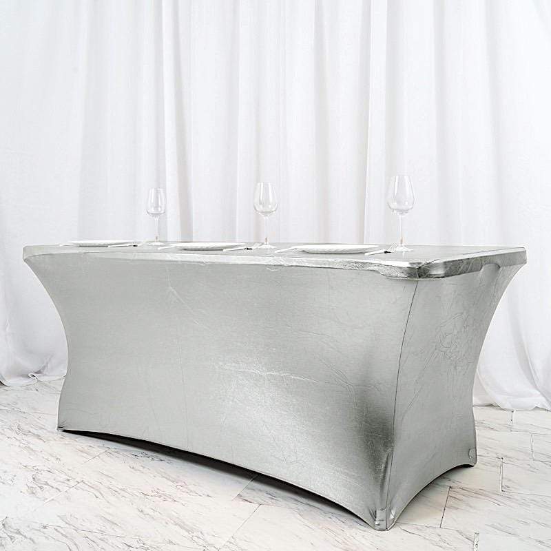6 ft Fitted Spandex Tablecloth Metallic Table Cover