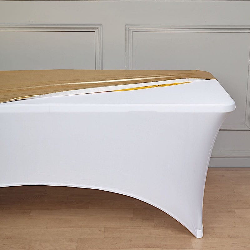 6 ft Fitted Spandex Tablecloth Metallic Table Top Cover