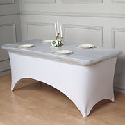 6 ft Fitted Spandex Tablecloth Metallic Table Top Cover