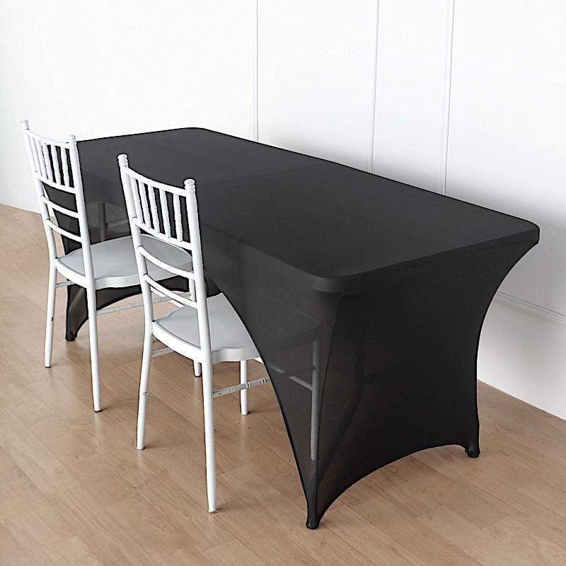 6 ft Fitted Spandex Tablecloth Open Back Rectangular Table Cover - Black TAB_REC_SPX6FT_OPN_BLK