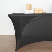 6 ft Fitted Spandex Tablecloth Open Back Rectangular Table Cover - Black TAB_REC_SPX6FT_OPN_BLK
