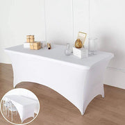 6 ft Fitted Spandex Tablecloth Open Back Rectangular Table Cover - White TAB_REC_SPX6FT_OPN_WHT
