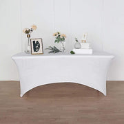 6 ft Fitted Spandex Tablecloth Open Back Rectangular Table Cover - White TAB_REC_SPX6FT_OPN_WHT