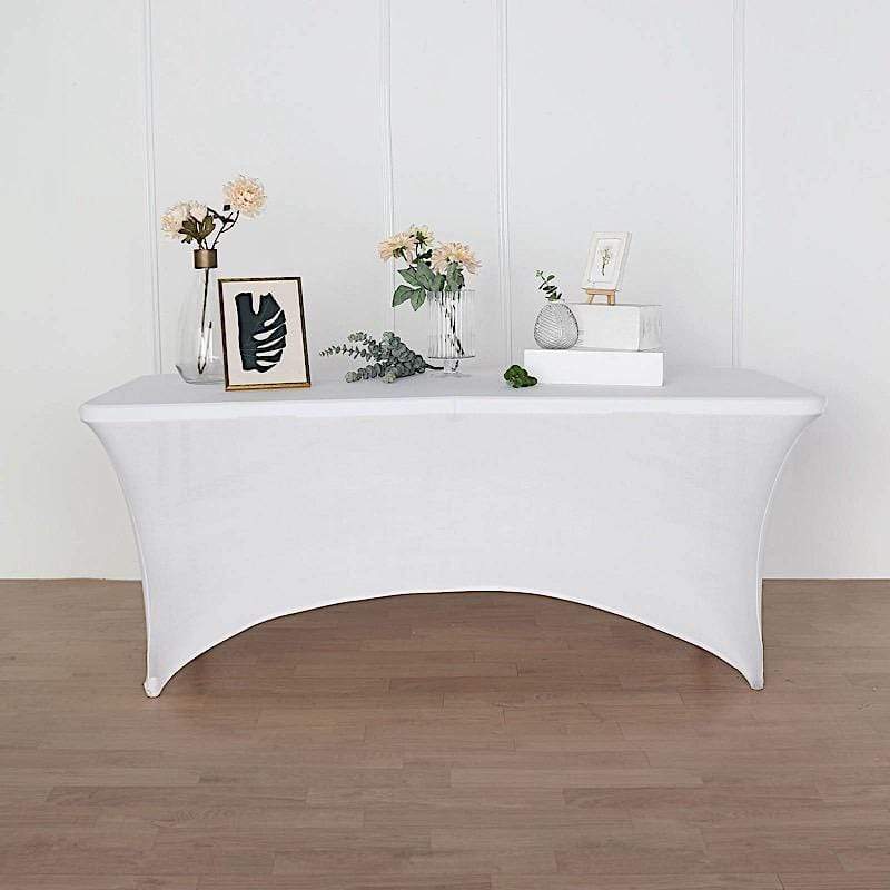 6 ft Fitted Spandex Tablecloth Open Back Rectangular Table Cover - White TAB_REC_SPX6FT_OPN_WHT