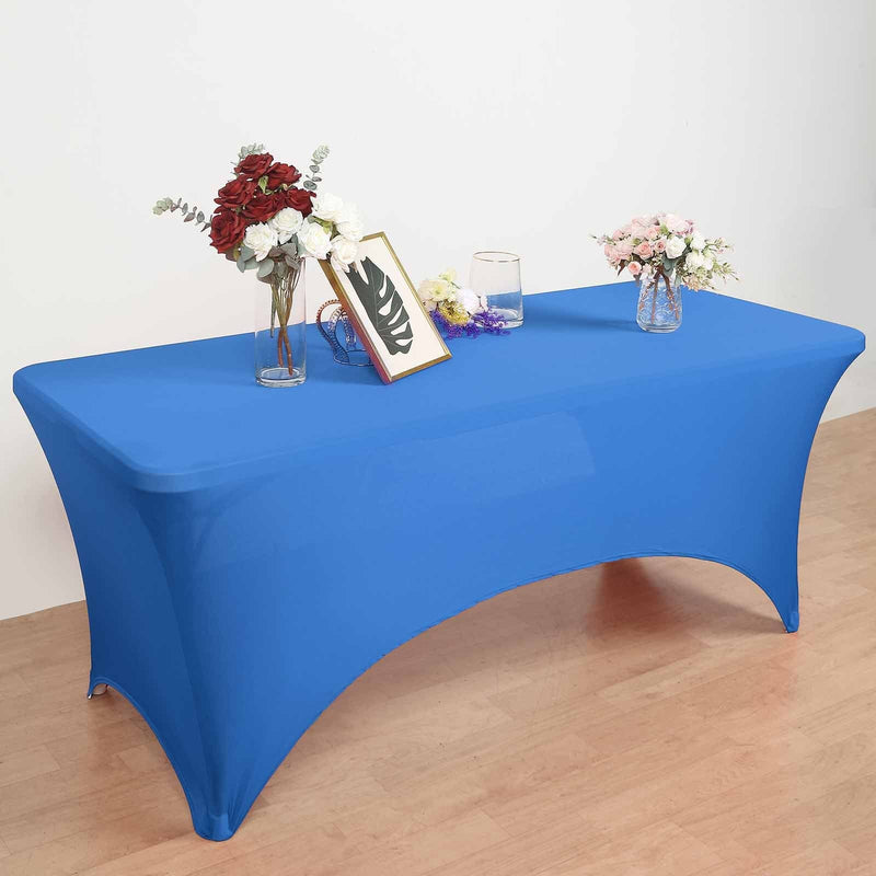 6 ft Fitted Spandex Tablecloth Open Back Rectangular Table Cover