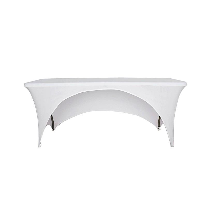 6 ft Fitted Spandex Tablecloth Open Back Rectangular Table Cover TAB_REC_SPX6FT_OPN_WHT