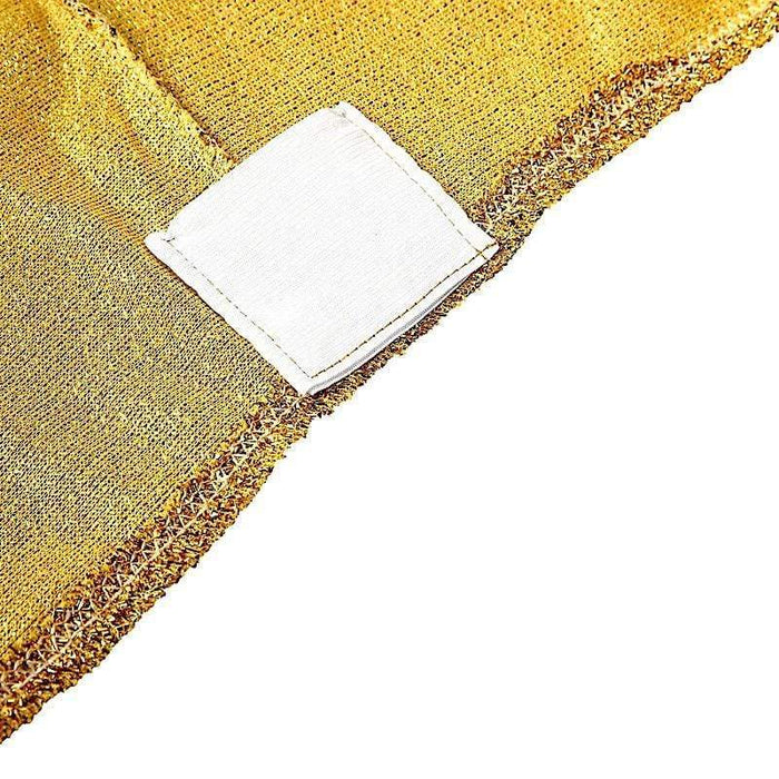 6 ft Fitted Spandex Tablecloth Ruffled Metallic Table Cover - Gold TAB_REC_SPX6FT_23_GOLD