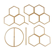 6 ft Honeycomb Metal Floral Display Frame Wedding Arch Backdrop Stand - Gold WOD_HOPMET10_6_GOLD