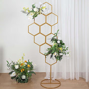 6 ft Honeycomb Metal Floral Display Frame Wedding Arch Backdrop Stand - Gold WOD_HOPMET10_6_GOLD