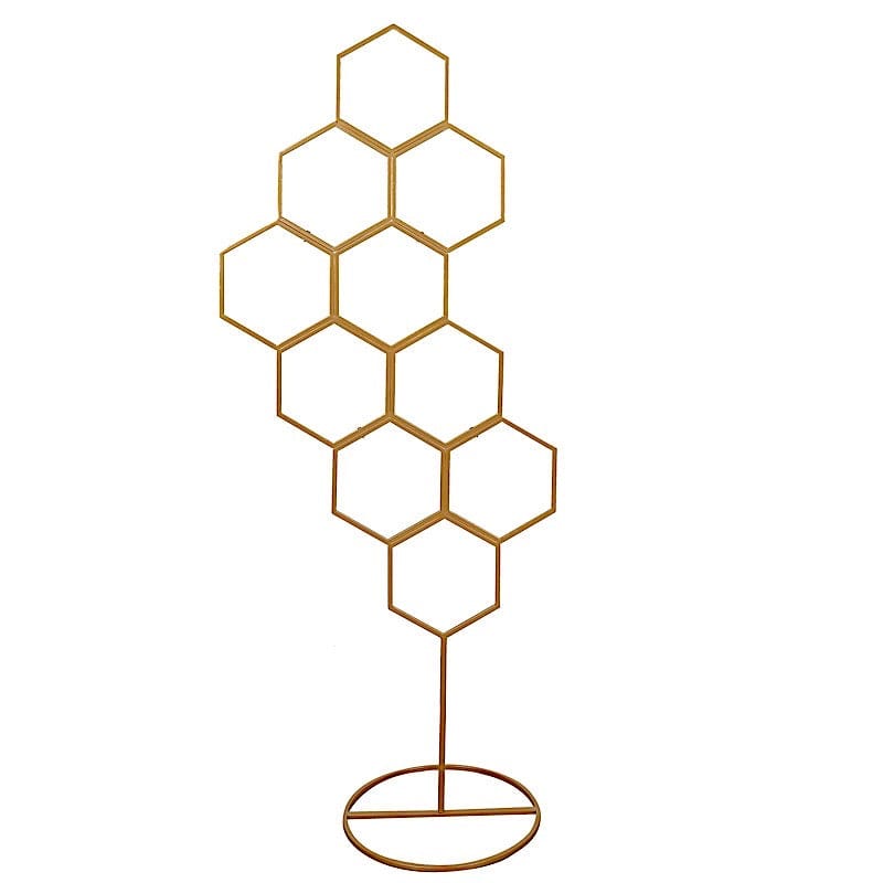 6 ft Honeycomb Metal Floral Display Frame Wedding Arch Backdrop Stand - Gold WOD_HOPMET10_6_GOLD