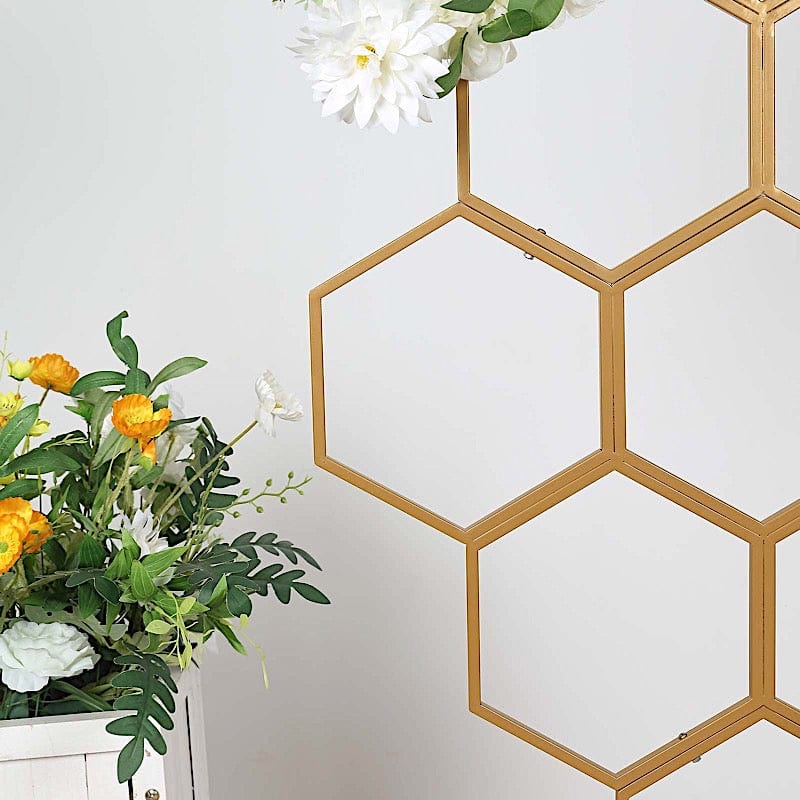 6 ft Honeycomb Metal Floral Display Frame Wedding Arch Backdrop Stand - Gold WOD_HOPMET10_6_GOLD