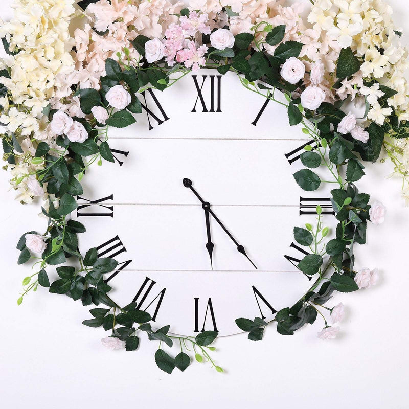 6 ft long 20 Silk Rose Flowers Garland with Leaves and Bendable Wire Vines