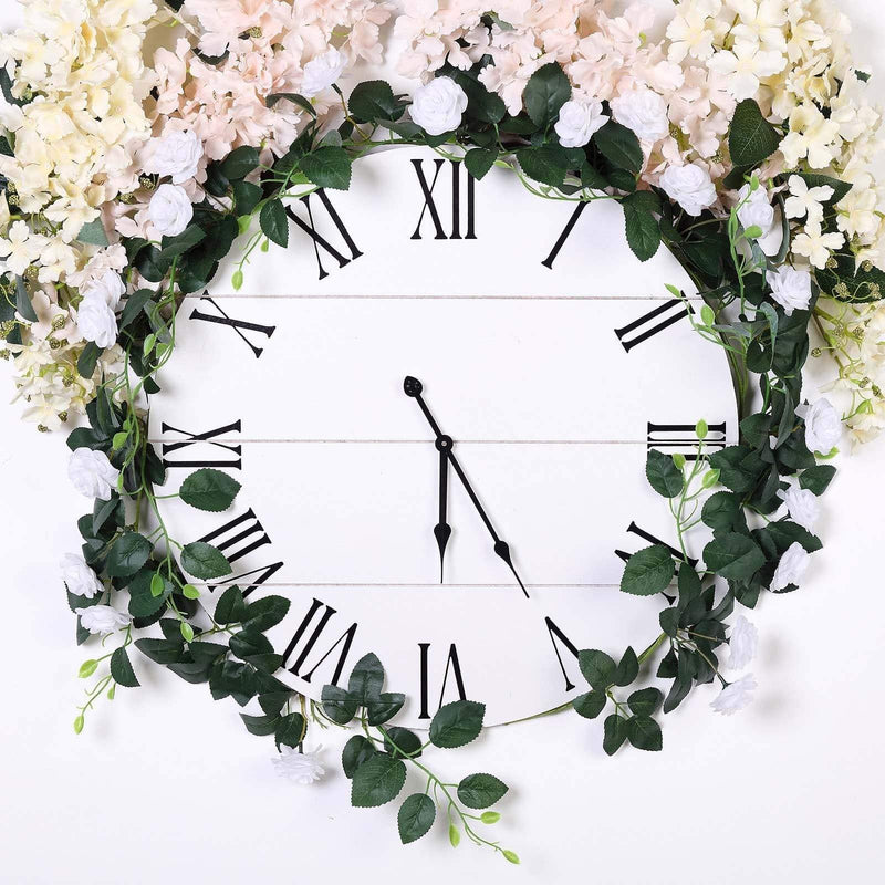 6 ft long 20 Silk Rose Flowers Garland with Leaves and Bendable Wire Vines