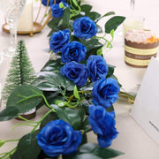 6 ft long 20 Silk Rose Flowers Garland with Leaves and Bendable Wire Vines