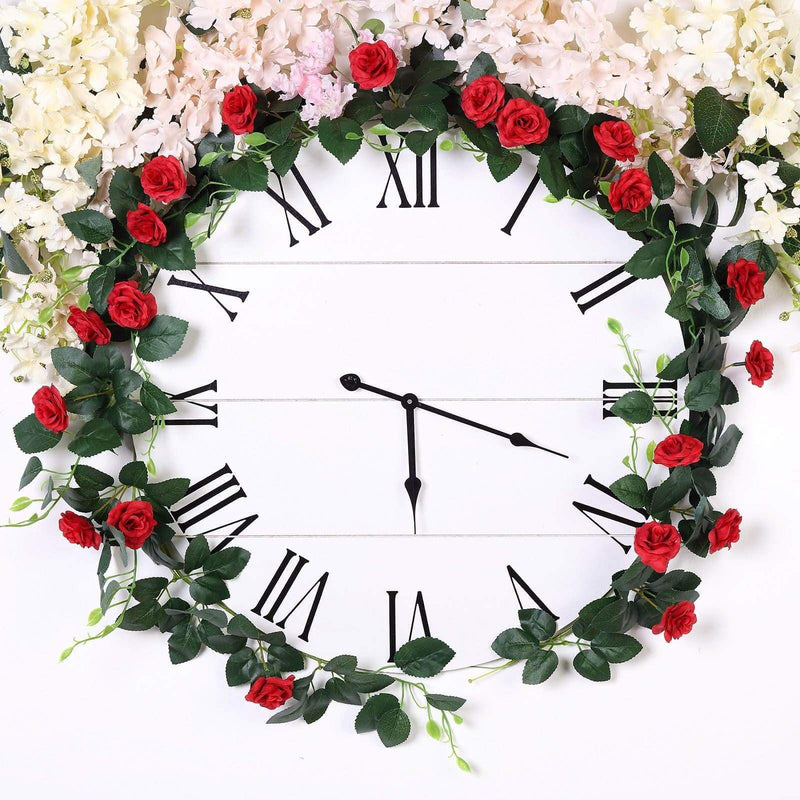 6 ft long 20 Silk Rose Flowers Garland with Leaves and Bendable Wire Vines