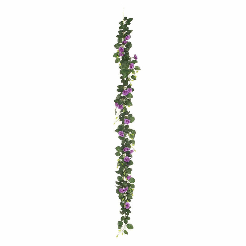 6 ft long 20 Silk Rose Flowers Garland with Leaves and Bendable Wire Vines